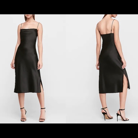 Express Dresses & Skirts - NWOT Express Satin Cowl Neck Midi Slip Dress